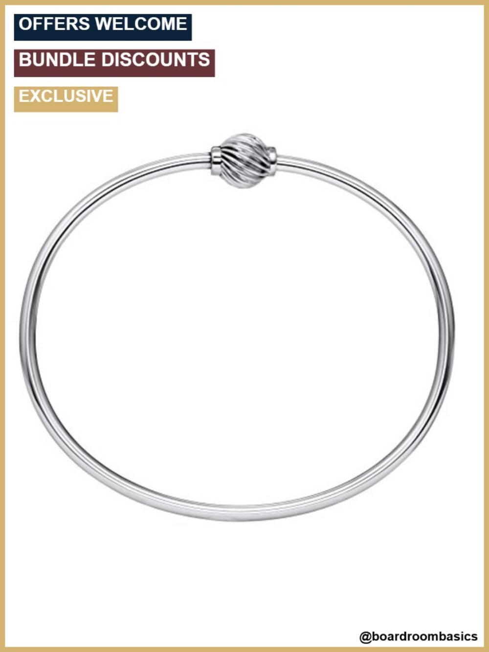 Traditional Sterling Silver Single Swirl Ball Threaded Bracelet Made in USA
